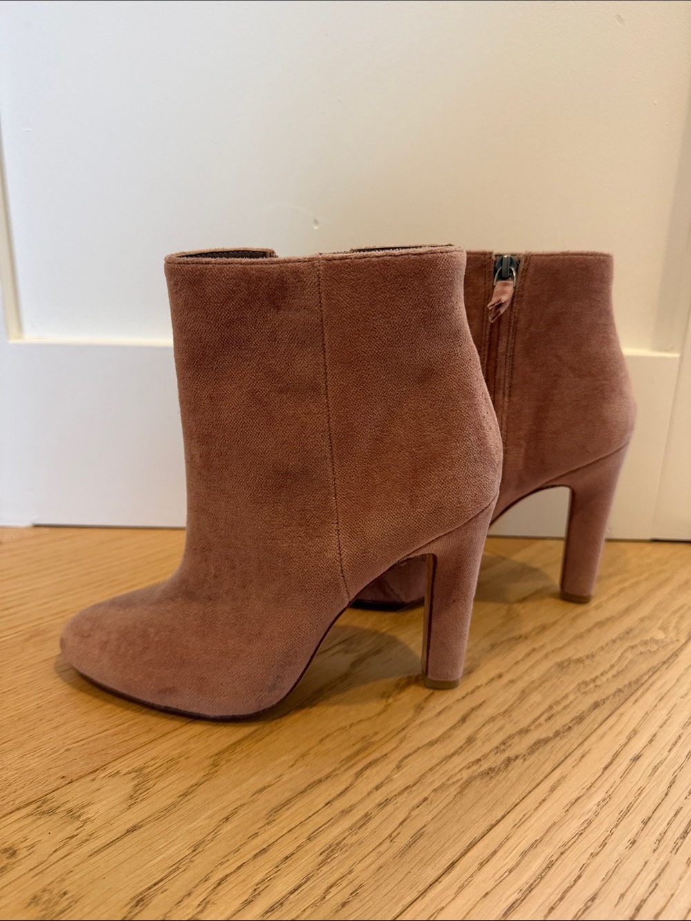 JOIE PINK VELVET BOOTIES